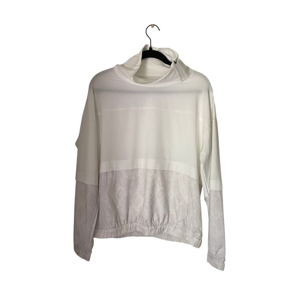 Athleta white snake print cropped lightweight windbreaker jacket hoodie xs/small